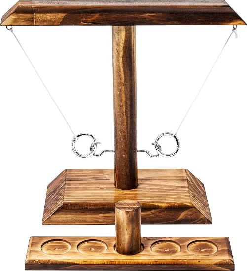 Picture of Ring Toss Game, Fun Hook and Ring Game, Handmade Wooden Interactive Game for Home and Party